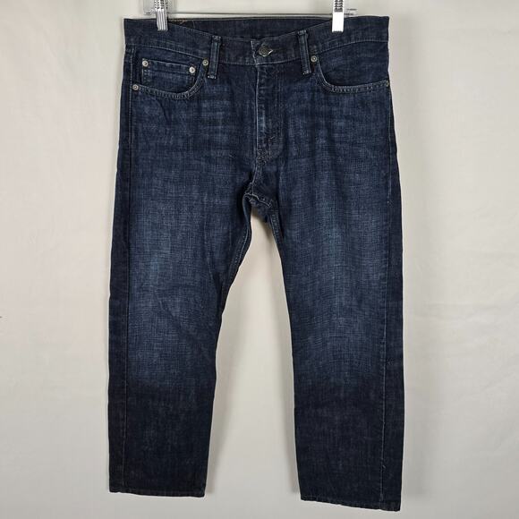 Levi's 514 Jeans Men's 34 x 28.5 Blue Dark Wash Classic Straight Fit Cotton EUC - Picture 1 of 16